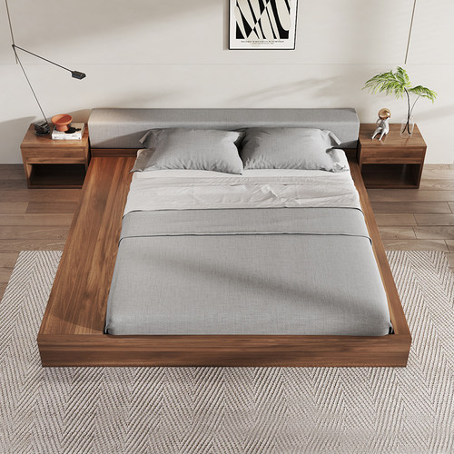 日式双人松木做工精细实木床