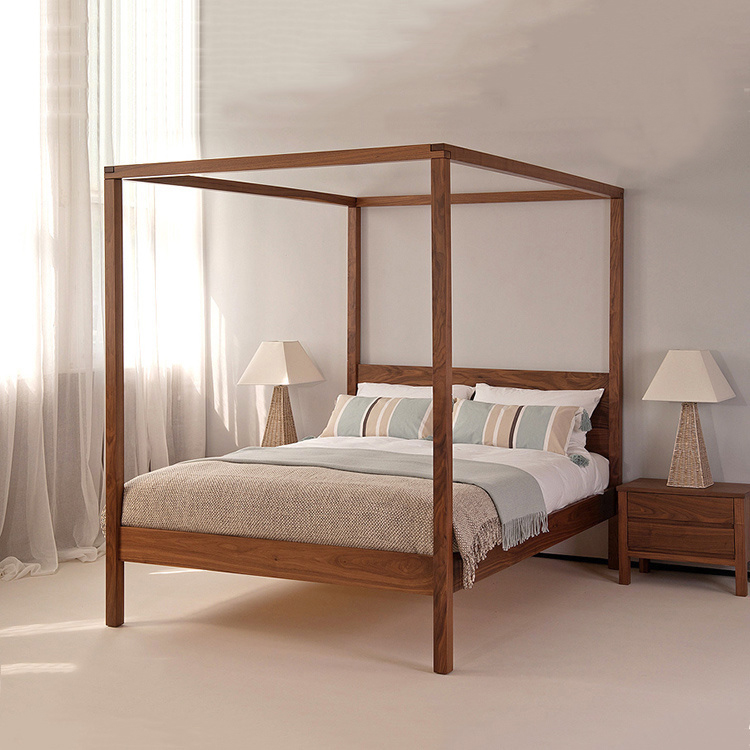 新中式古代仿古实木架子床四柱床民宿拔步床家具北欧简约现代定制