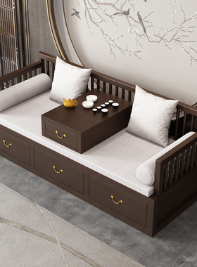 抽屉罗汉床实木新中式推拉多功能沙发禅意罗汉塌小户型贵妃榻客厅