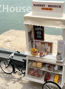 迷你推车早餐车微缩模型