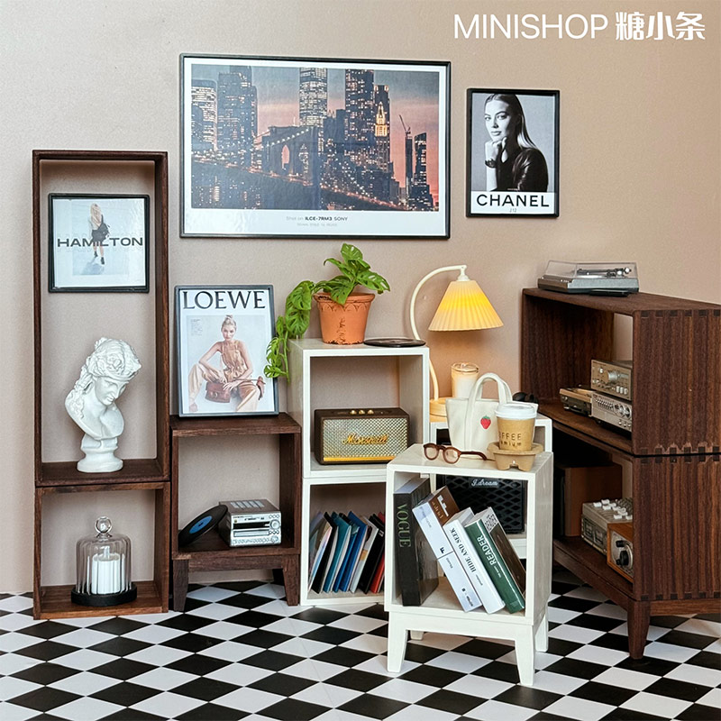 糖小条娃用家具黑胡桃收纳柜