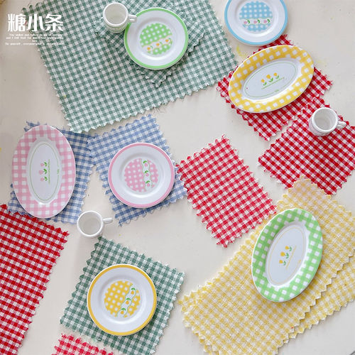 糖小条小格子娃用背景布