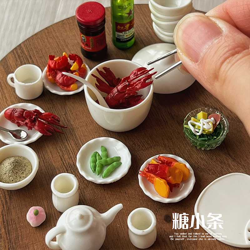 糖小条12分白色餐具套装迷你厨房