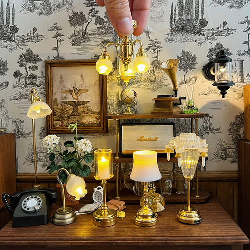 娃屋灯模型可亮迷你台灯吊灯