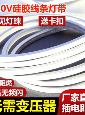 led灯带220v硅胶嵌入式柔性软灯条免驱动客厅吊顶防水明装线形灯