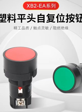 按钮开关圆形 XB2-EA142 XB2-EA131 小型自复位平头按钮二脚22mm