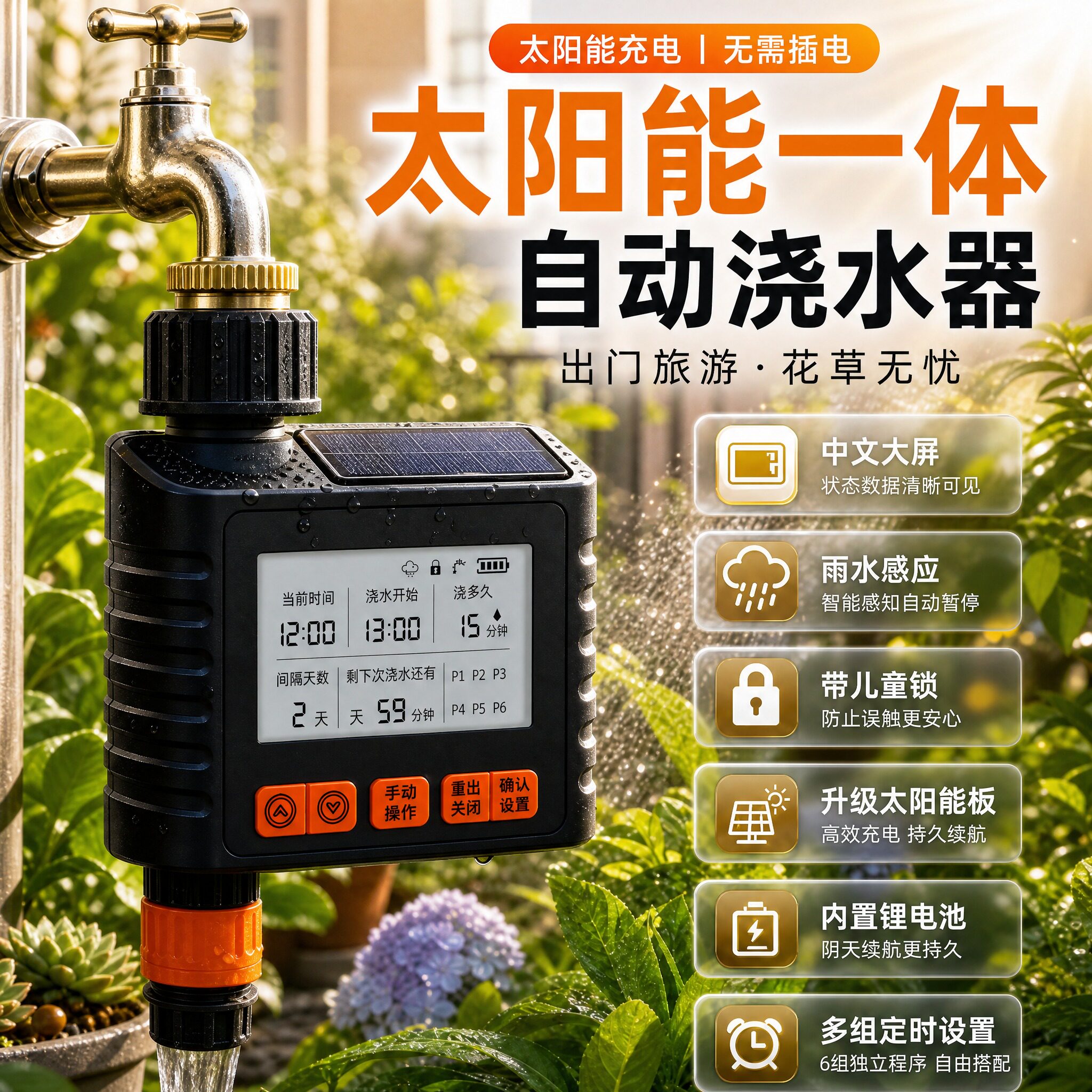 代代发太阳能自动定时浇水器