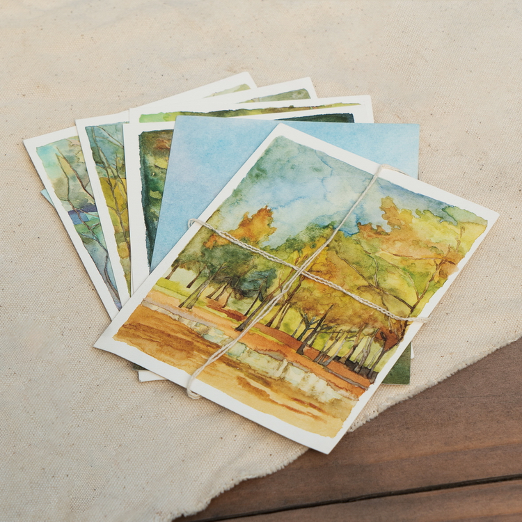 水彩画明信片客厅家居装饰