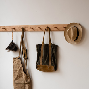 壁挂板 MUMO木墨 衣帽架玄关门后挂衣架实木挂衣板墙上挂钩免打孔
