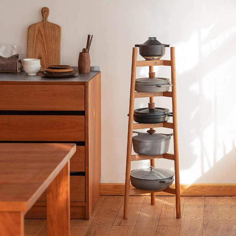 木墨生活 锅架 全实木厨房锅具架多层置物架落地储物架收纳架家用
