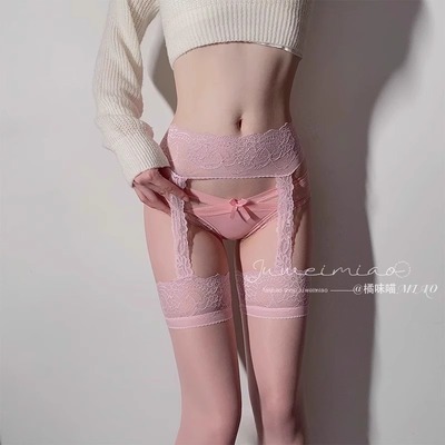 性感蕾丝吊带一体式白丝袜女纯欲吊带过膝黑丝袜情调花边长筒袜子