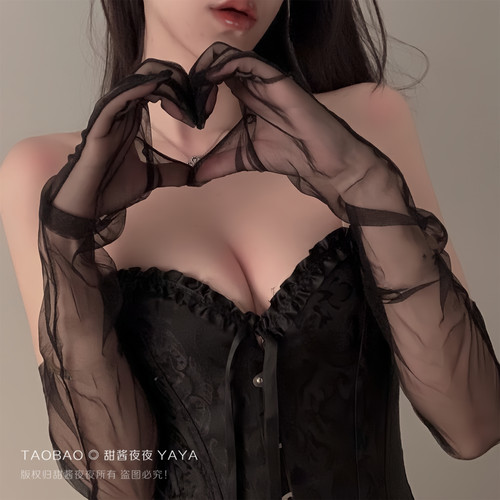 复古网纱薄款辣妹手套网纱Lolita 蕾丝性感拍照装饰道具plaything