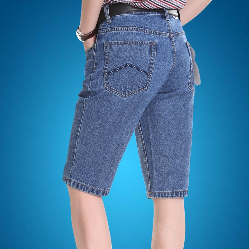 夏季高腰宽松直筒爸爸装牛仔短裤