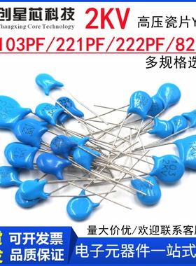 2KV高压瓷片电容102M222PF103PF221PF821PF蓝色安规Y电容器 2000V