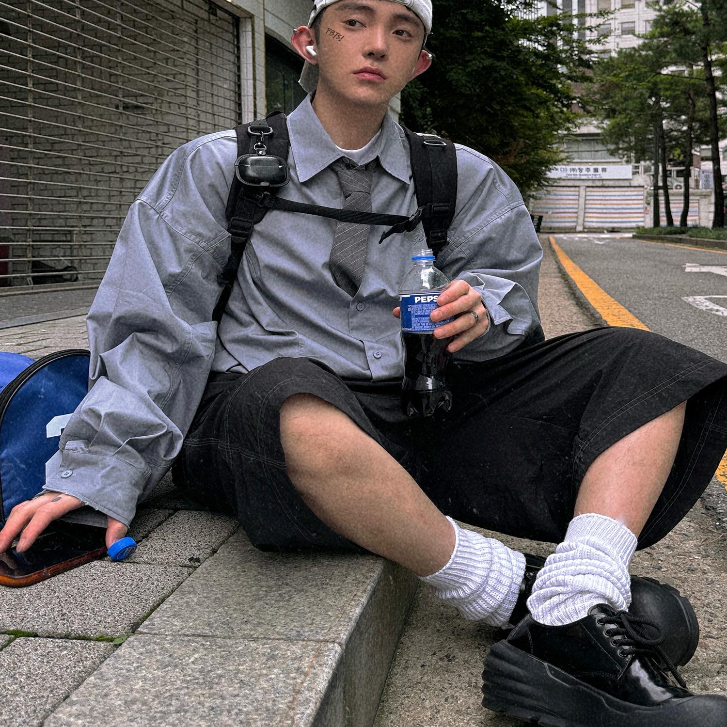 Aurocean长袖纯棉水洗衬衫