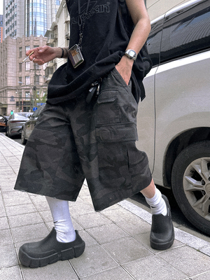 Aurocean短裤迷彩深灰六分裤