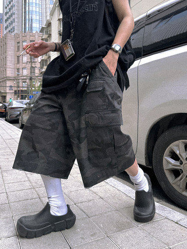 Aurocean短裤迷彩深灰六分裤