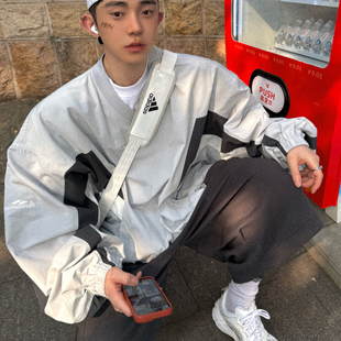 Aurocean 体院学弟套头外套 复古运动撞色拼接冲锋卫衣