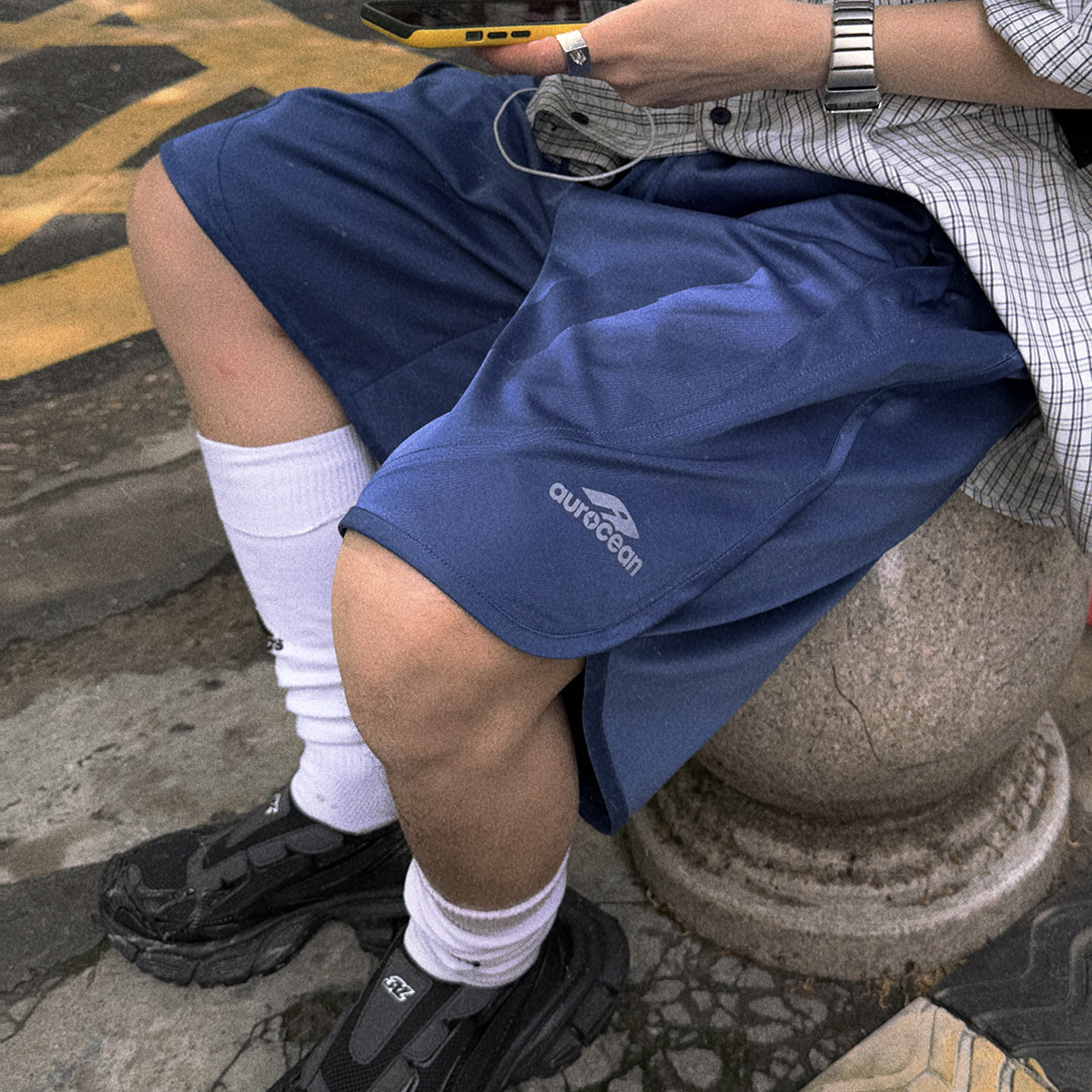 Aurocean 复古少年运动短裤 立体廓形剪裁清凉速干蓝色五分裤,男装,短裤,淘宝优惠券,粉丝福利购,淘宝优惠卷