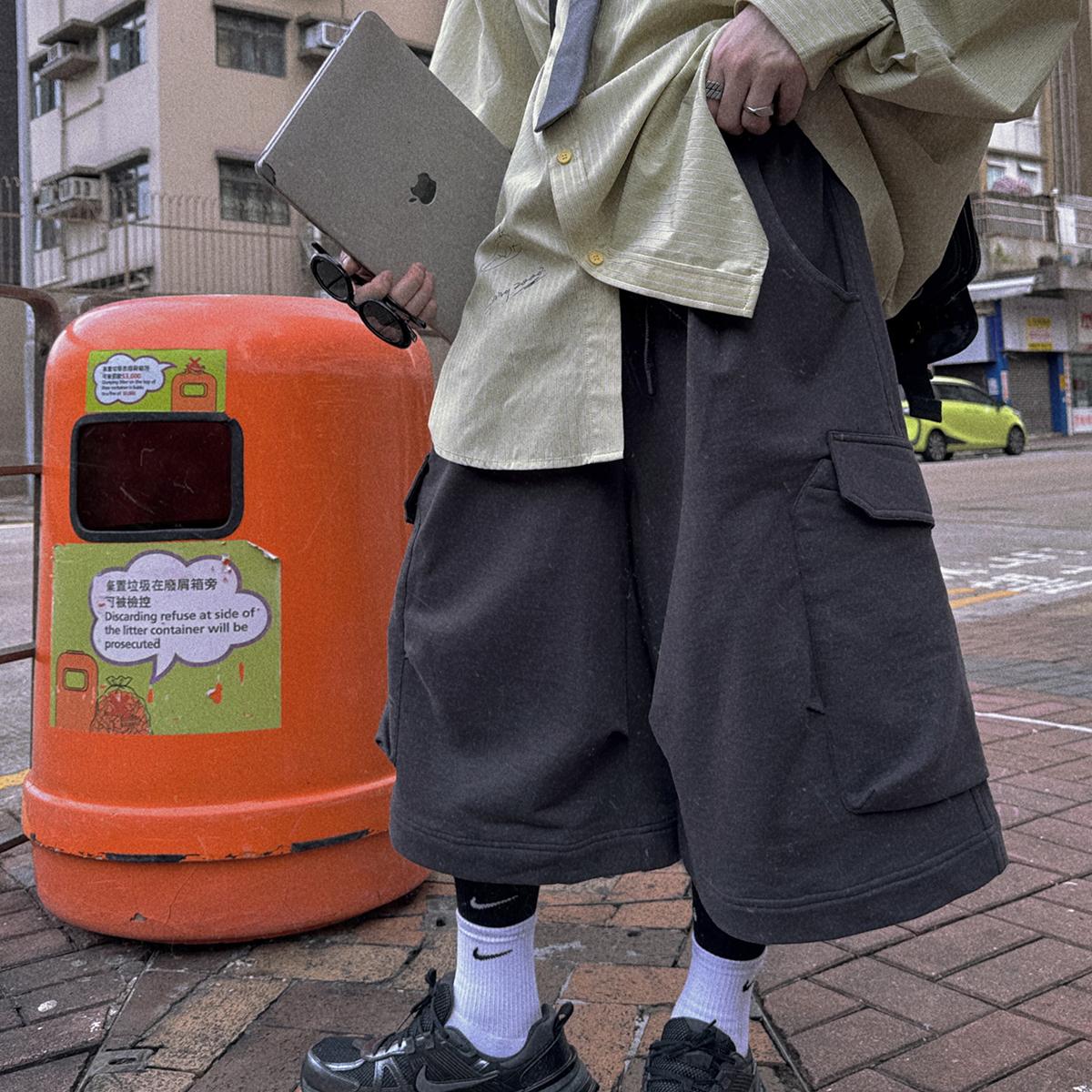 Aurocean炭灰色短卫裤