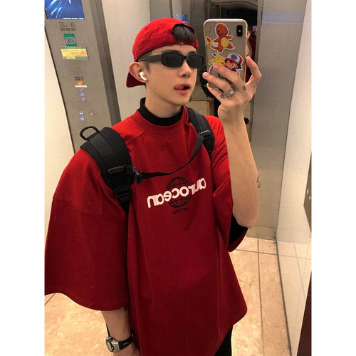 Aurocean五分袖宽松少年感短袖