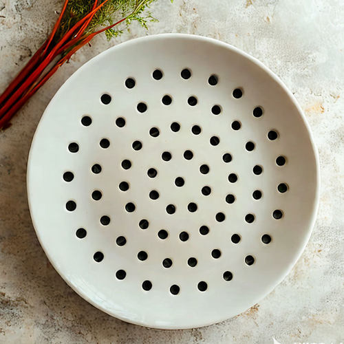 18cm多孔陶瓷蒸盘饺子盘沥水盘