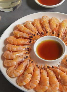 家用陶瓷虾盘带醋碟饺子盘商用酒店餐具专用寿司薯条小吃盘子母盘
