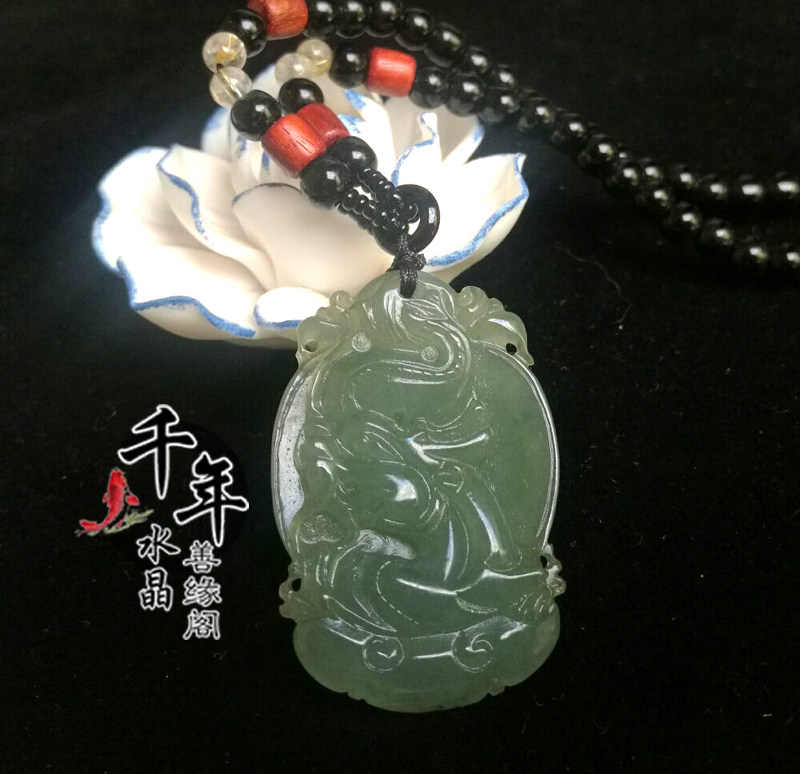 天然缅甸A货霸气风属相龙牌吊坠