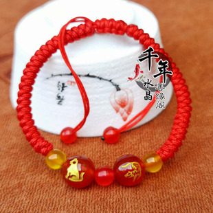 2026年马吉祥物狗形虎形玛瑙犬虎喜朝阳脚链随身三合贵人平安手链