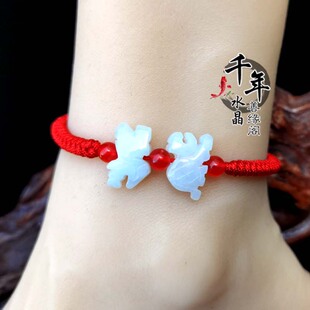 2026年天然翡翠玉生肖狗吉祥物虎形马形聚财脚链随身三合平安手链