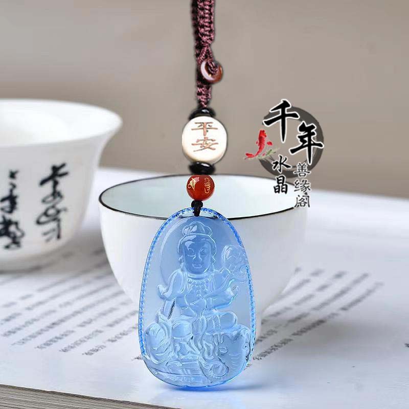 蓝水晶龙蛇普贤挂件钥匙扣