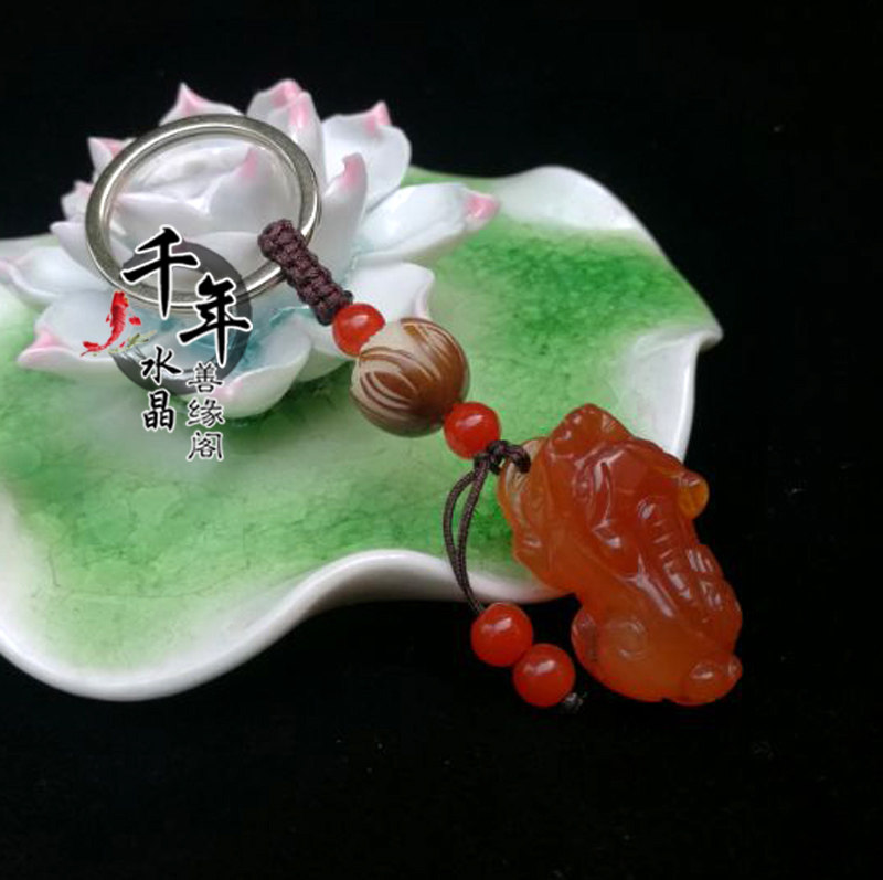 天然红玛瑙貔貅钥匙扣2026年平安招财 036