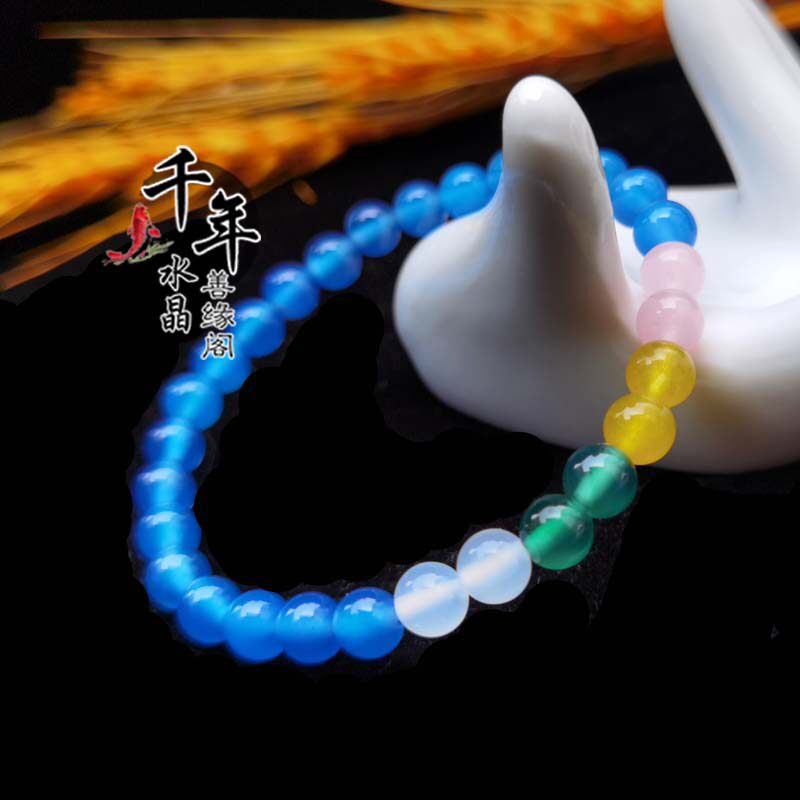 女士手链蓝绒晶石碑护身符