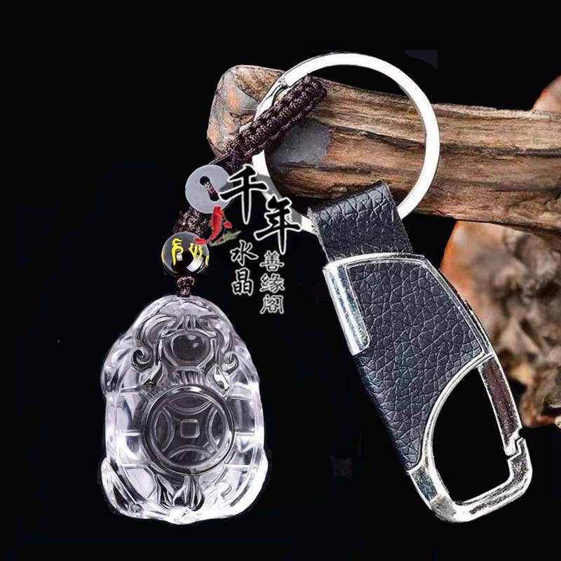 白水晶黄水晶黑曜石龙龟吊坠
