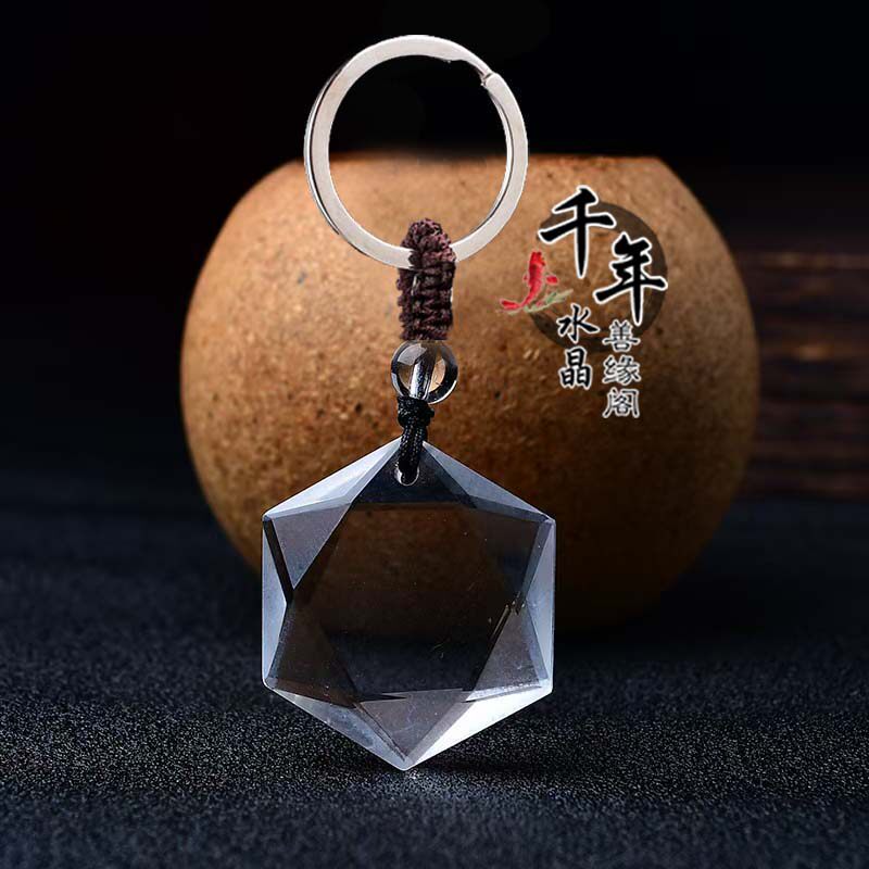 白水晶六芒星吊坠透体六边