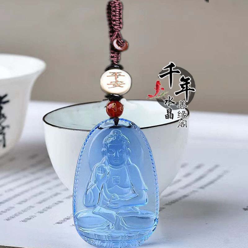 蓝水晶生肖属狗属猪阿弥陀佛