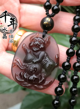 紫珠承运属虎金猪呈祥黑曜石