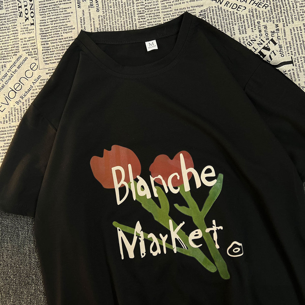 美式复古趣味花朵短袖T恤郁金香