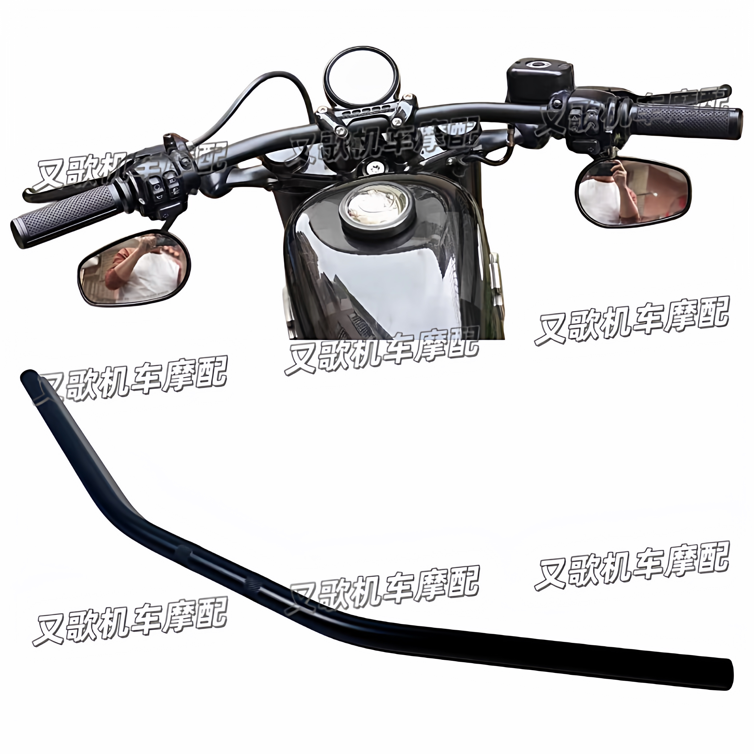 适用于哈雷883 X48 1200戴纳街霸改装加长90CM回拉直把85CM平把