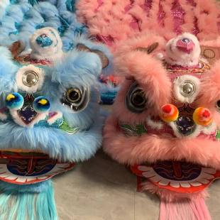 粉色醒狮澳洲羊毛大三号舞狮婚房布置结婚拍照专用舞狮头道具