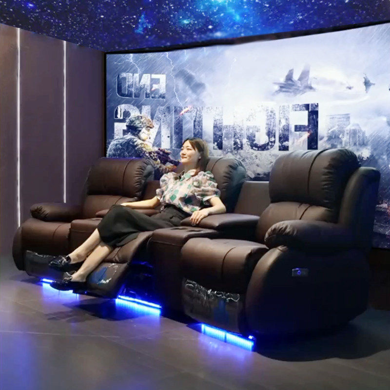 私人家庭影院功能沙发三人真皮组合别墅影视厅影音室电动观影躺椅