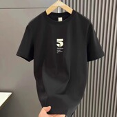 新款 男士 短袖 2025夏季 t恤男后背创意字母印花潮流ins街头半袖 体恤