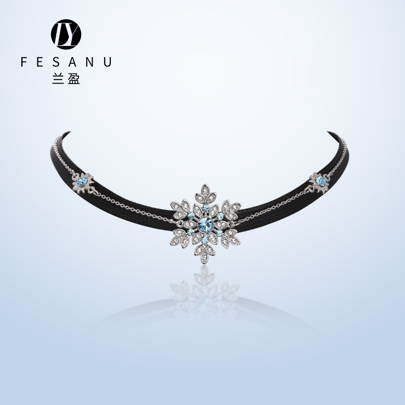 兰盈奥地利水晶choke颈链 小众设计雪花项圈项链遮疤痕锁骨链吊坠