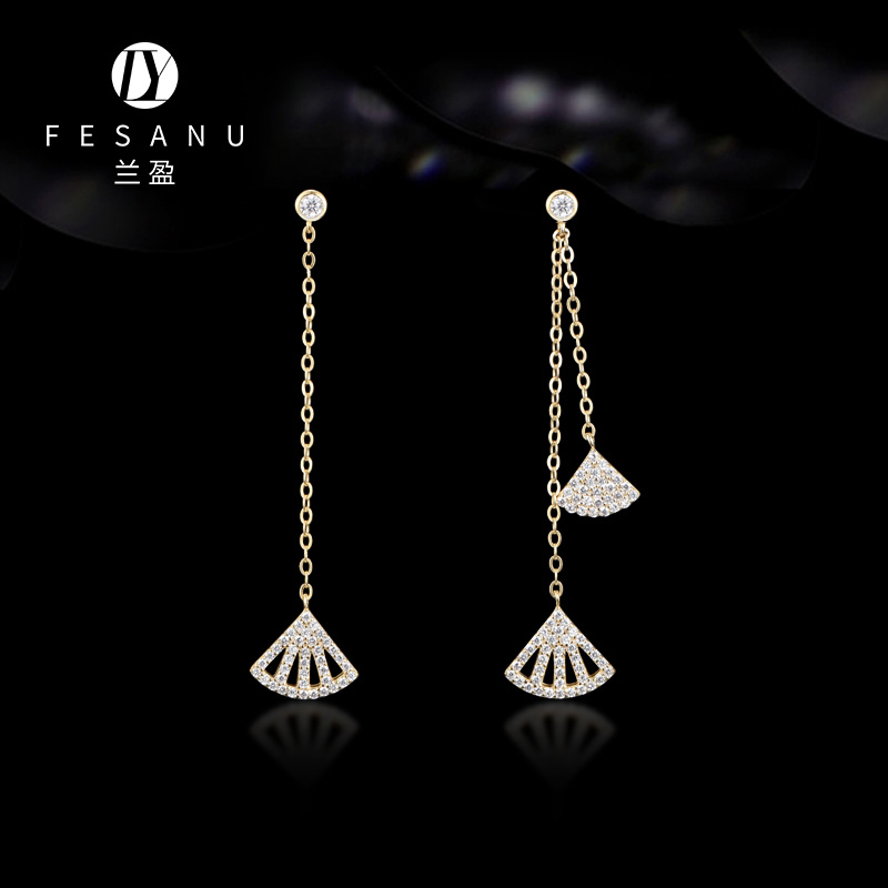 兰盈奥地利水晶耳环扇形耳圈