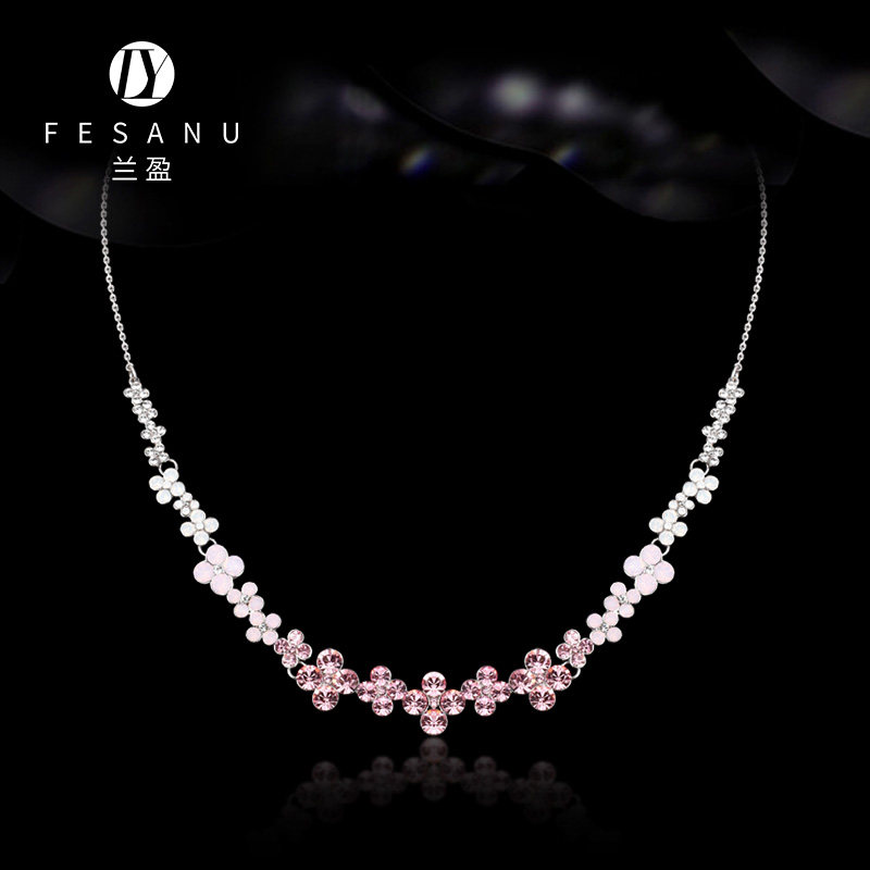 兰盈奥地利水晶项链 2021新款时尚短款锁骨链镀18K金首饰品杂志款