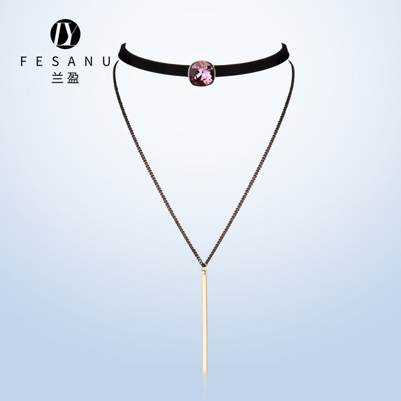 兰盈choker颈链 镶奥地利水晶蝴蝶结项链女高级感项圈双层脖子链|msdalam kategori Aksesori/Barang Kemas Fesyen, kalung - dari Buy2taobao.com untuk memberikan perkhidmatan ejen Taobao profesional membeli