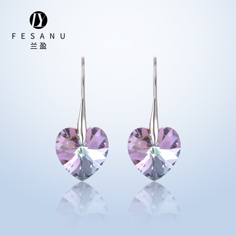 兰盈奥地利水晶高级感耳钉 韩饰镀18K金耳钉风尚女耳环潮流首饰品