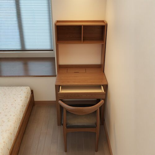 冬木实木书桌书架一体桌靠墙卧室家用长方形电脑桌小户型不占地方