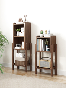 冬季木床边储物架实木地板立式书架北欧风格储物架沙发边桌客厅电