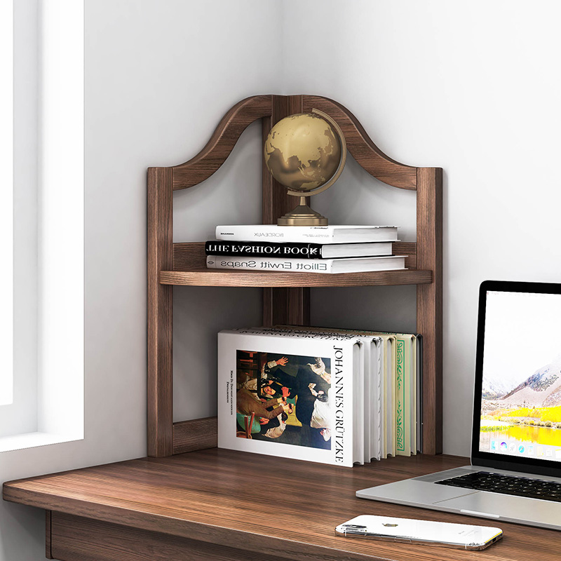 实木书架桌面小型书架办公桌上可移动置物架简约收纳多层置物架